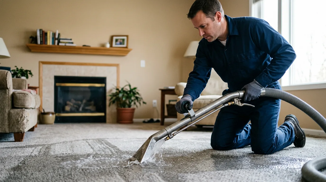 Water damage restoration technician working near Abilene, TX